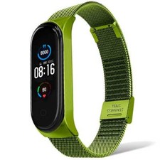 Bracelet Sport Metal Homme Femme Compatible avec Xiaomi Mi Smart Band 5 6 Vert