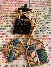 RARO LOTTO ESORCISMO: croce in legno 12° stazione via crucis con scapolari decorati