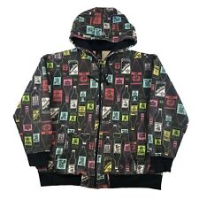 Faded Black Upper Playground Classic Drink Print Hoodie Jacket M