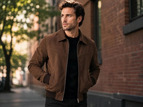 Bomber uomo marrone vera - , pelle
