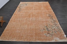 Tappeto vintage turco Oushak 7x10 kilim tappeto anatolico fatto a mano decorazione boho ARANCIONE