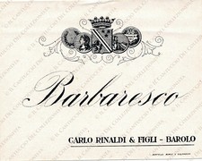 1948 Vino Barbaresco Rinaldi Barolo enologia distilleria etichetta pubblicitaria