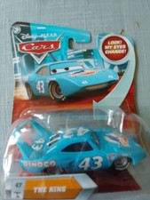 Disney Pixar Cars "Il Re" Guarda i miei occhi Cambia #47 Dinoco Blu Mattel