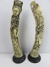 coppia di statuetta in ceramica pasta colore avorio STILE ORIENTALE CINESE Cina