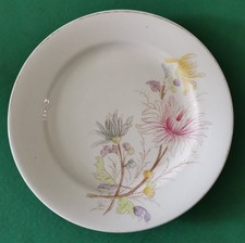 FLORIO CERAMICA/ Piatto piano con decori floreali dipinti a mano_Liberty