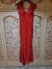 Abito da sera/matrimonio lungo In Pizzo   Sagomato colore Rosso  Taglia XS 38 
