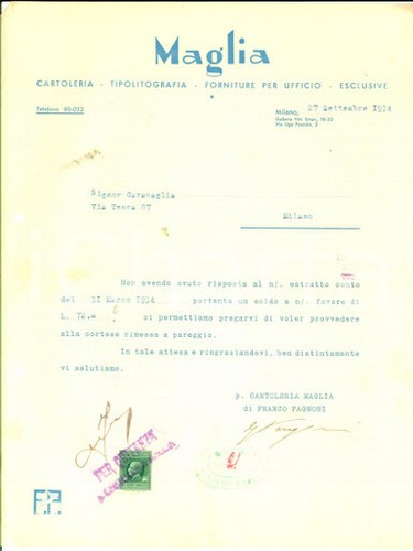 1934 milano ditta maglia - milano,