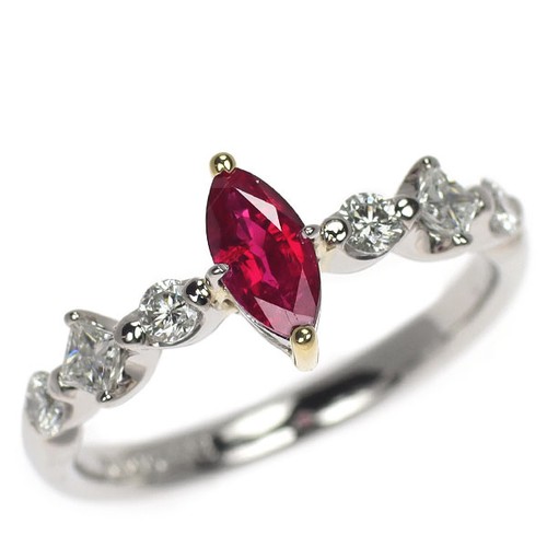 Anello con diamanti - , rubino