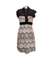 Vestito corto senza maniche Denny Rose in pizzo elasticizzato color Beige