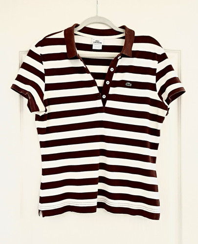 Polo lacoste marrone bianca - lacoste,