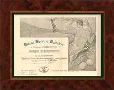 grande diploma antico illustrato 1923 TORNEO DI SCHERMA CERCOLA ( NAPOLI ) U.S.