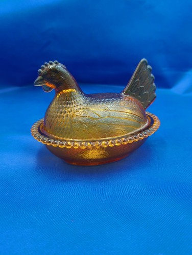 Indiana glass amber hen - indiana, on