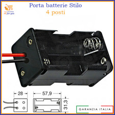 Portabatterie aa porta batteria batterie pile stilo 4 posti con fili in plastica