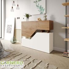 Credenza moderna soggiorno rovere bianco ante e ripiani 120x100cm MODESTA