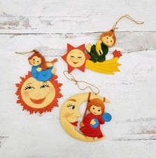 Lotto 3 Ornamenti Luna e Sole Bambini Celesti Ferrandiz ANRI Italia Vintage