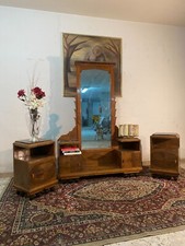 Specchiera da terra con due comodini in marmo 