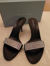 Italo Balestri Sandali Swarovski Tg. 39 Tacco 9cm perfetti colore nero 