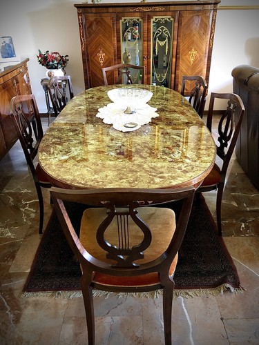 Tavolo antico legno 6 sedie - legno,