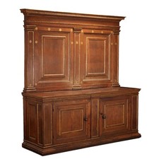 Credenza Alzata Antica Tondi Dorati Gattice Noce Italia XVII Secolo Autentico