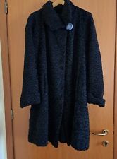 Pelliccia di Astrakan nera fatta a mano taglia 48/50 anni '70