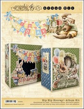 Graphic45 HIP HIP HOORAY ATC ALBUM & MATCHBOOK BOX KIT scrapbooking