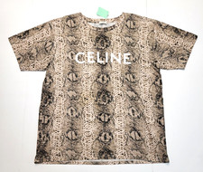 CELINE T-shirt girocollo S/S uomo XL X-LARGE marrone pelle di serpente AOP cotone ITALIA