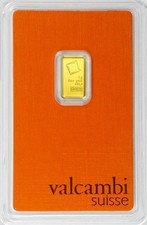 1 g Lingotto d'oro Valcambi Suisse 999.9 gold in blister