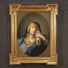 Antico quadro religioso dipinto olio tela Madonna Vergine addolorata XVIII sec