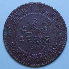 SOMALIA ITALIANA 4 BESE 1909 BB CORROSIONI RAME COPPER NUMISMATICA COLLEZIONE