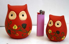 COPPIA GUFI TERRACOTTA DIPINTI