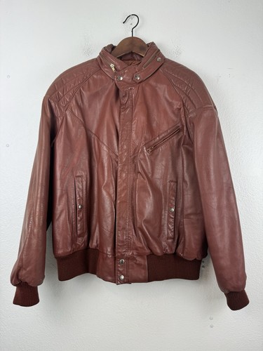 Giacca pelle marrone vintage - marrone,