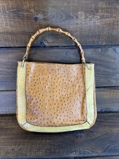 Borsa hobo Silvano Biagini in pelle marrone e marrone manico bambù Made in Italy