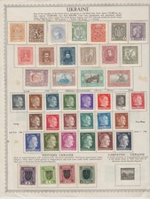 Ucraina 40 francobolli e pagina album dal 1918 al 1945