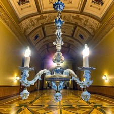 lampadario classico capodimonte barocco veneziano dai toni del turchese