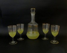 ✅ SET BOTTIGLIA CON 4 BICCHIERI ART DECO' VETRO SOFFIATO 1930 ANTIQUE - 1649