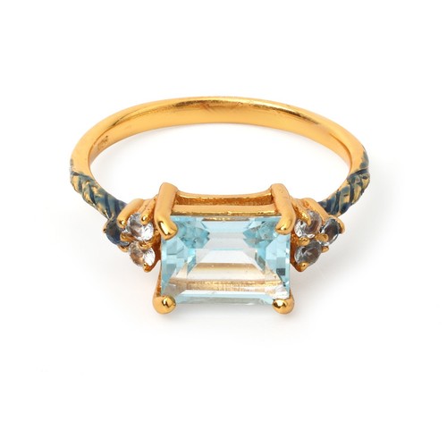 Anello topazio blu naturale