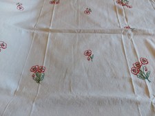 Bellissima tovaglia da tavola in finissimo lino per 8 con ricami a mano -