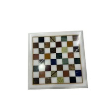 Scacchiera Quadrata Marmo 15" Tavolo Gioco da Tavolo Unico Multi Gemma Lavoro Arredamento Casa
