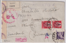 1944 RSI BUSTA RACCOMANDA  DA ALBINO BG 14/09/44 X GERMANIA CENSURATA FASCE E T.
