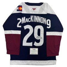 Maglia blu autentica autografata/firmata Nathan MacKinnon Avalanche fanatici certificato di autenticità