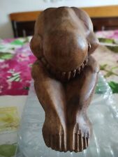 4 sculture in legno fatte a mano. Uomo. Omino Pensante. Elefante. Posacenere. 