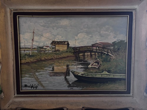 Dipinto olio tela - su, paesaggio