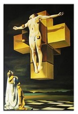 Salvador Dali -90x60cm Dipinto a Olio Mano Tela Autografato Murale G02464