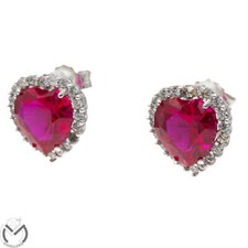 Orecchini in oro bianco 18 Kt 750 cuore zirconi -391/ST-