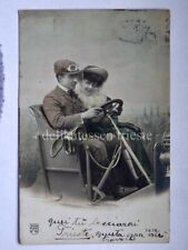 INNAMORATI auto car Trieste vecchia cartolina