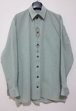 CAMICIA TIROLESE GEDE UOMO VERDE SALVIA TAGLIA 40 CON PENDAGLIO TIROLESE