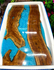 Tavolo soggiorno bordo vivo - tavolo in legno - tavolo fiume - tavolo resina fattoria