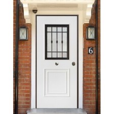 Porta Blindata Bianca Vetrata