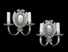 Coppia di antiche applique in bronzo argentato stile reggenza inglese