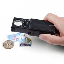 LEUCHTTURM LENTE 10X CON LED E LAMPADA UV PER MONETE BANCONOTE FRANCOBOLLI